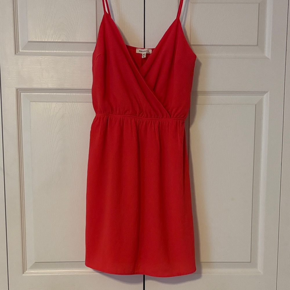 Red Spaghetti-Strap Mini Dress with Wrap Bodice